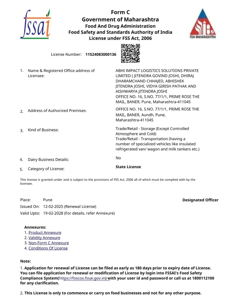Ailspl FSSAI Certification
